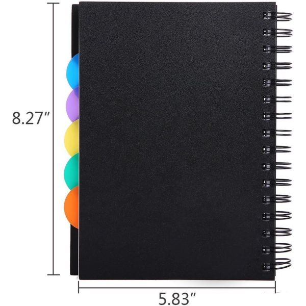 PP Cover A5 Project Notebook with Horizontal Line Inside Pages and Colored PP Dividers