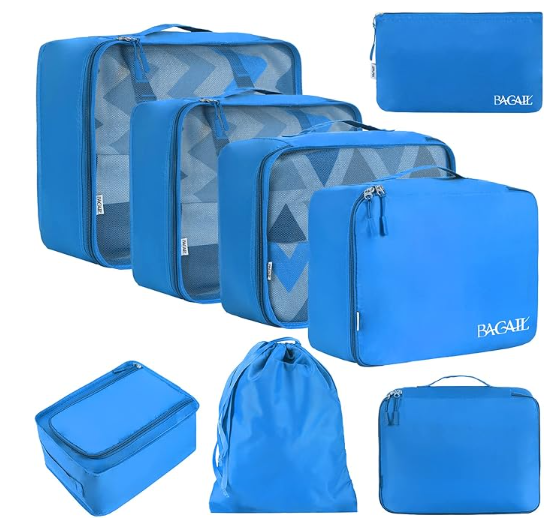 BAGAIL 8 Set Packing Cubes Luggage Packing Organizers for Travel Accessories-Cream