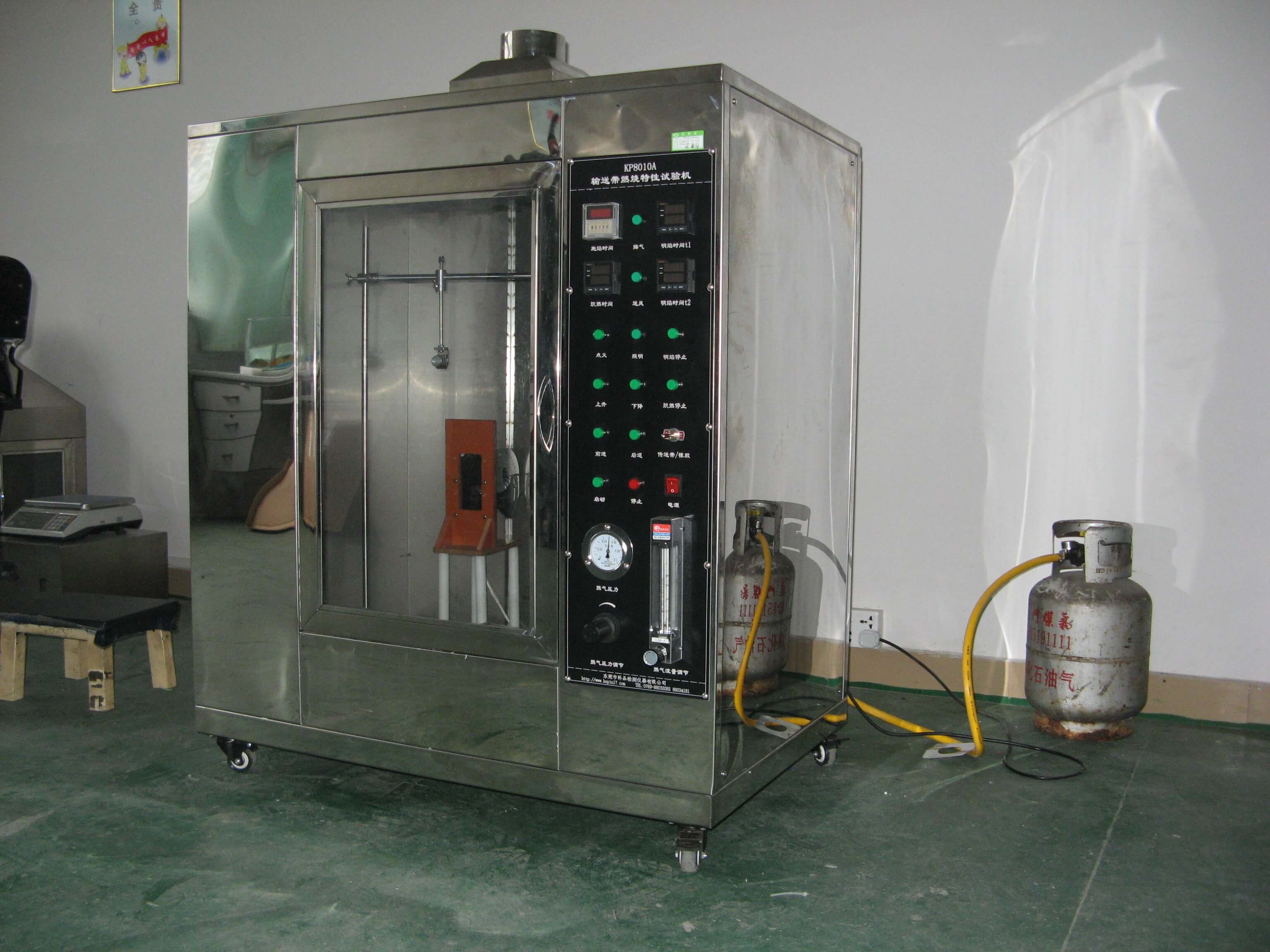Quality Conveyor Vertical Fire Testing Machine / Flammability Test Chamber ISO340 for sale