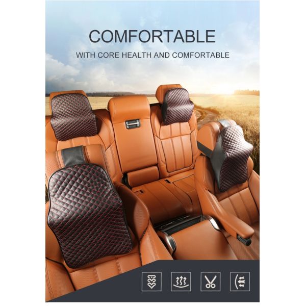 Memory Foam Car Neck Pillow - Neck Support Headrest Pillow - Lumbar Support for Car Two-in-One Back Seat Cushion