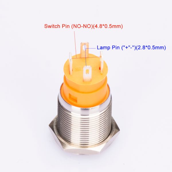 Ip67 Waterproof Push Button Switch Led Illuminated 36V Steel 19mm Normal Open