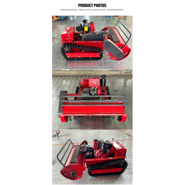 Diesel Engine 4-Stroke Industrial Small Robot Grass Cutter Cutting Width 800mm 1000mm 1200mm Remote Control Crawler Flail Mower
