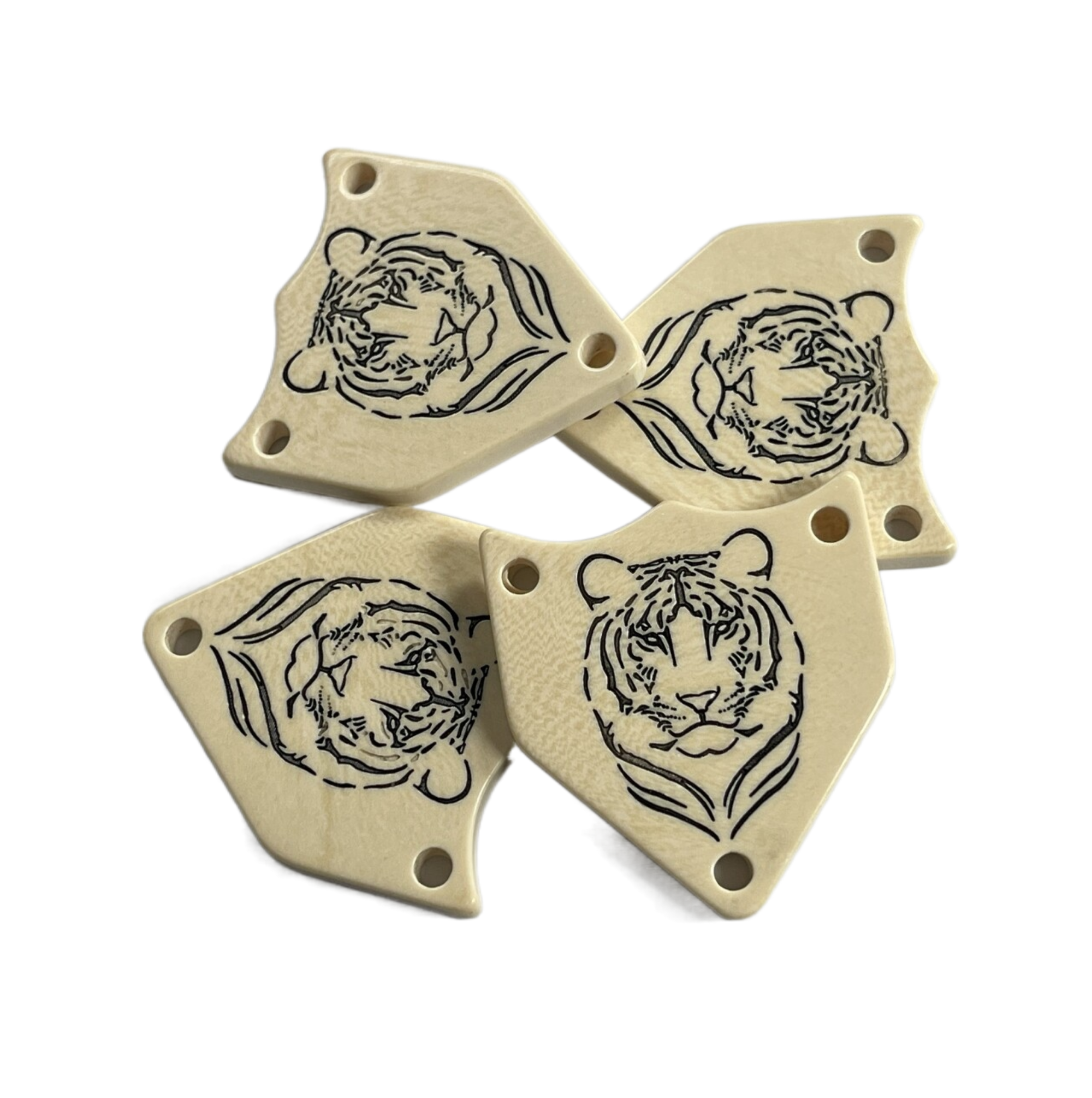 Irregular Pentagon 3 Hole Fancy Plastic Buttons Engraved Tiger Logo In