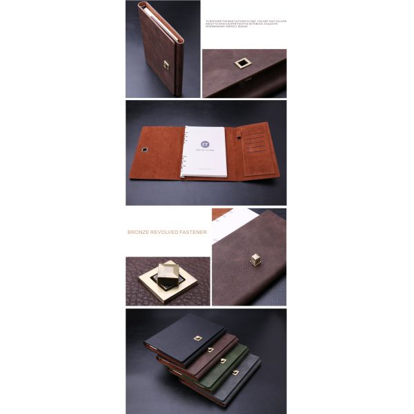 Three Cover Ring Binder Organizer PU Leather Material Special Metal Clasp Open Design