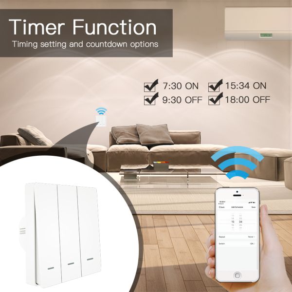 interruptor intelligent Smart Light Switch 1/2/3 Gang Push Button Switches Tuya Smart Home Automation IOT System