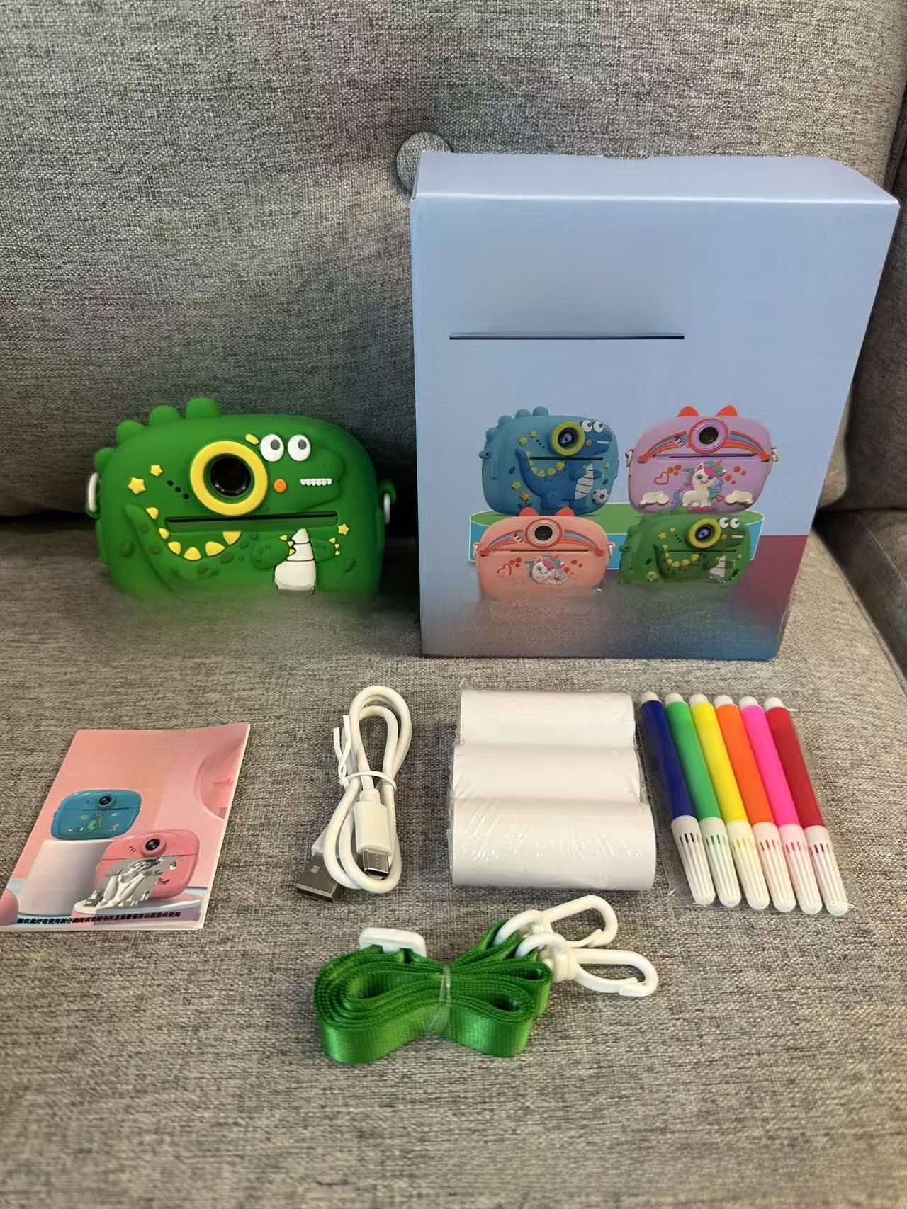 Instant Print Children's Digital Thermal Mini Camera with CMOS Sensor MicroSD Plastic 4K Video 2.4" Screen Dual Lenses