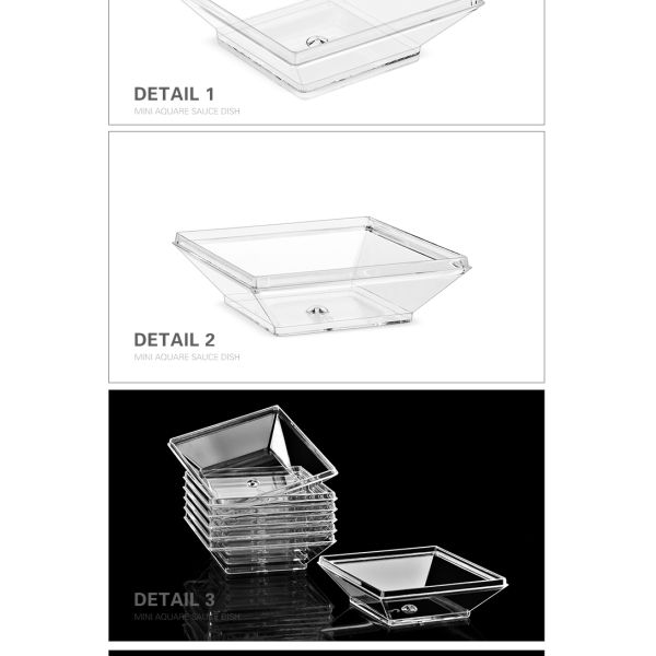 Disposable square multi-purpose mini plastic ps sauce dish for catering