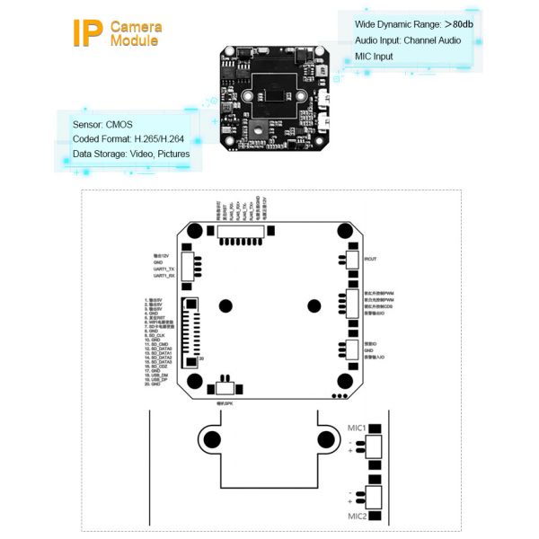 8MP 4K 30 Frame Network Camera Module IP Security Board Module Camera