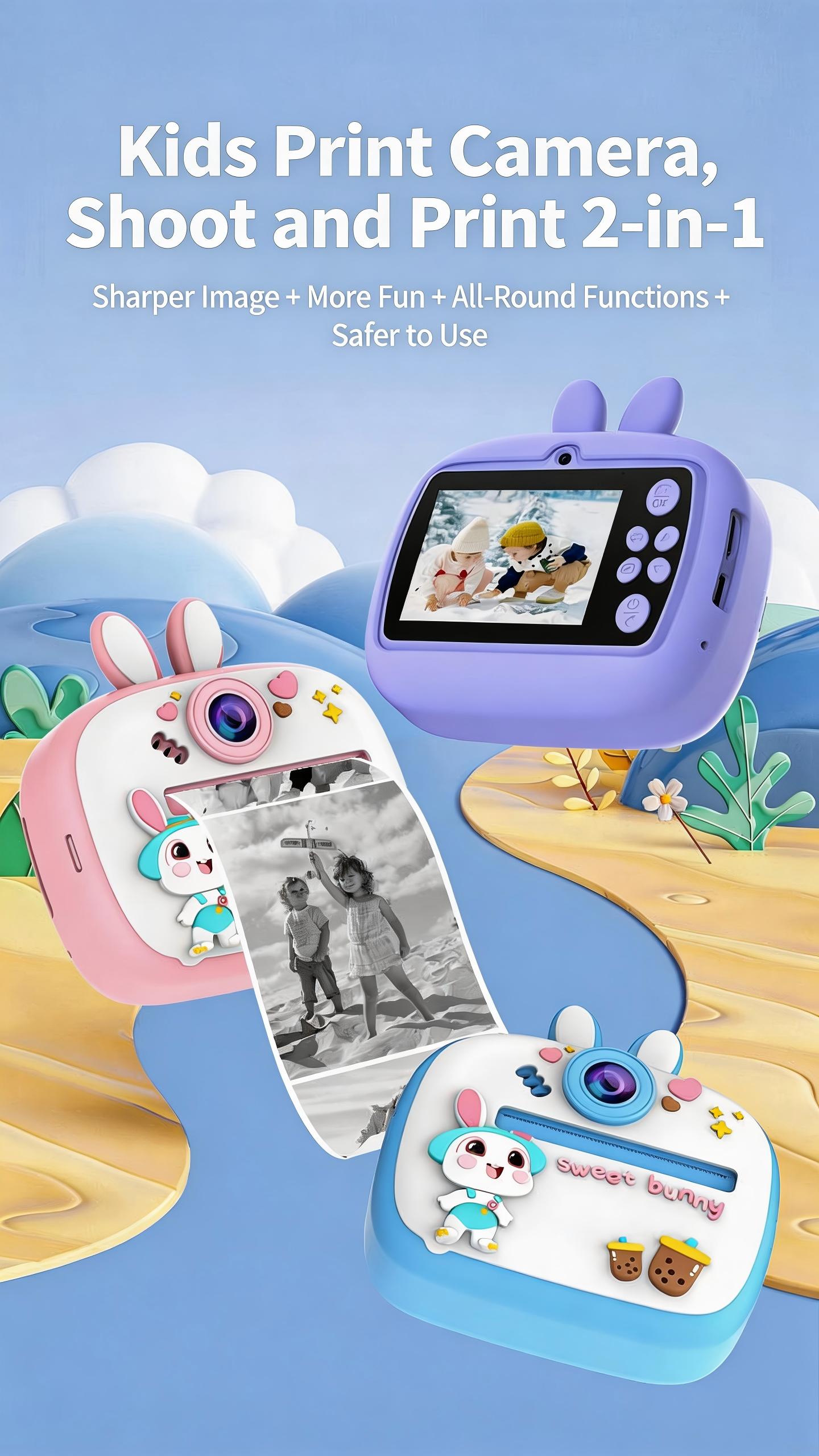 New Multi-Function HD Dual Lens Kids Digital Camera with Instant Shooting Function, Supports Photo & Video Recording, 1080P