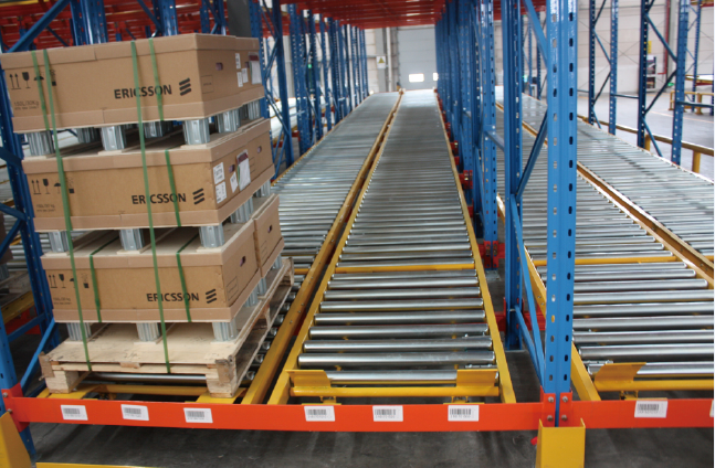 Gravity-taken Pallet Carton Flow Racking System With Fast Stock Rotation