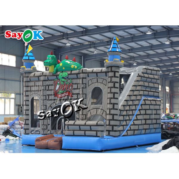 Dino Stroll Inflatable Bounce House Slide With Ball Pit Pool