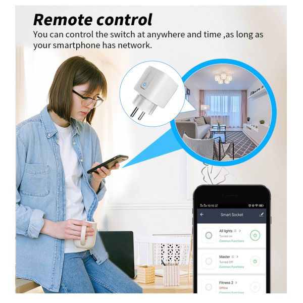 Tuya WiFi Smart Life Compatible Plugs Voice Activated Outlet Socket Type E custom