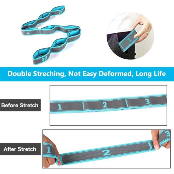 Stretch Strap, Elastic Yoga Stretching Strap, Multi-Loop Physical Therapy, Pilates, Yoga, Dance & Gymnastics Exercis