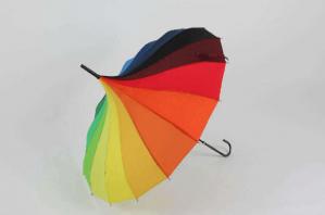 China Tower Shape Rainbow Coloured Umbrella , Big Rainbow Outdoor Umbrella 14 Ribs on sale