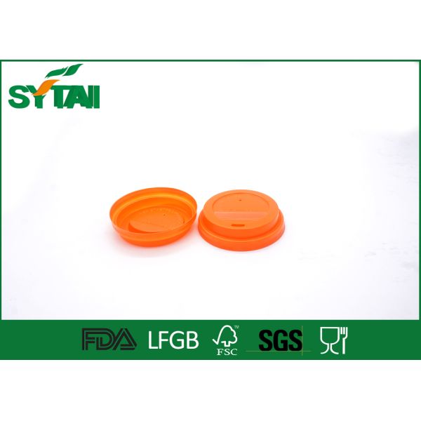 Biodegradable Plastic Paper Cup Covers , Disposable Cup Lids Shapes Customized