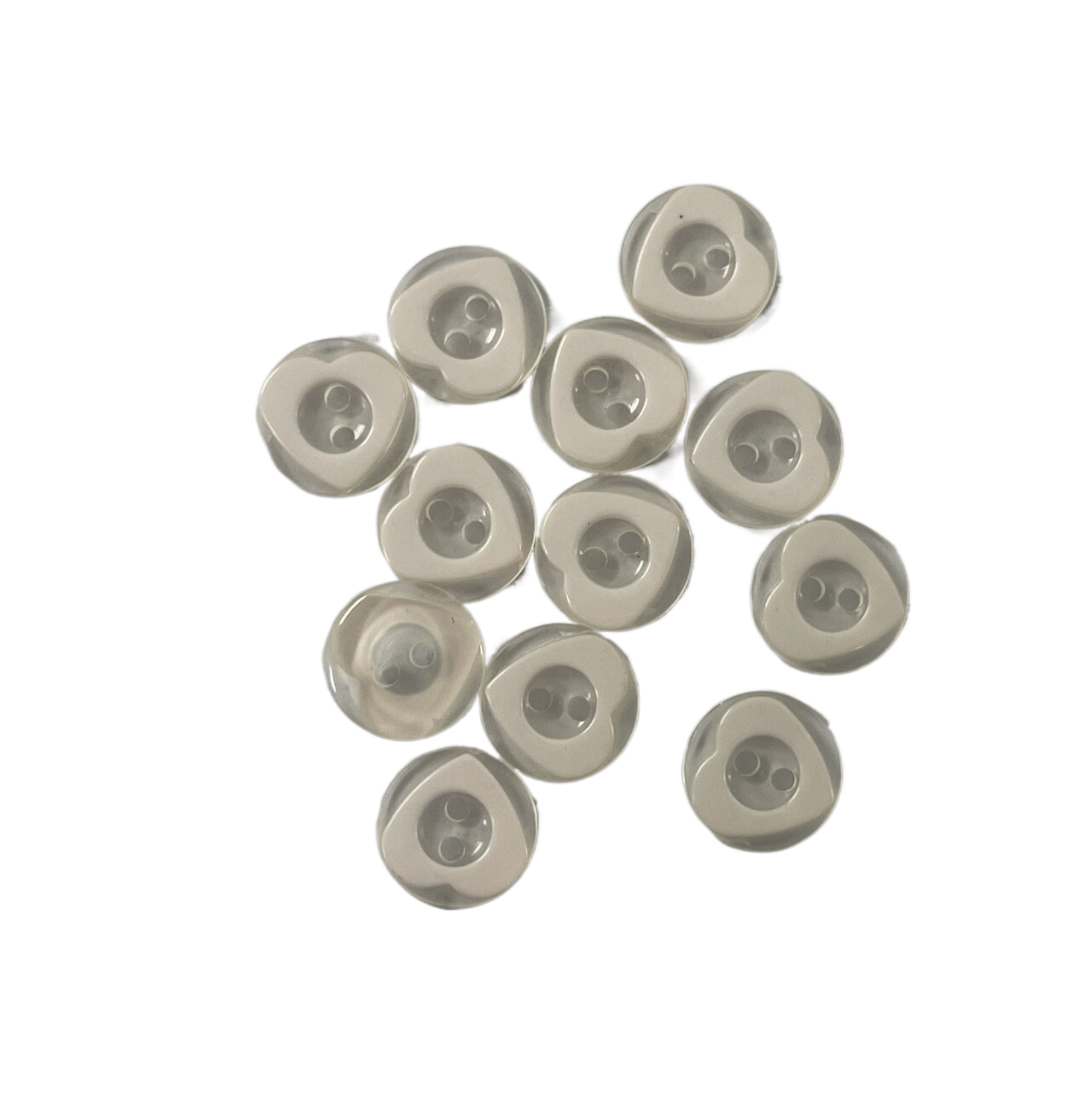 Backside Transparent Plastic Heart Buttons White Color In 20L For Sewing