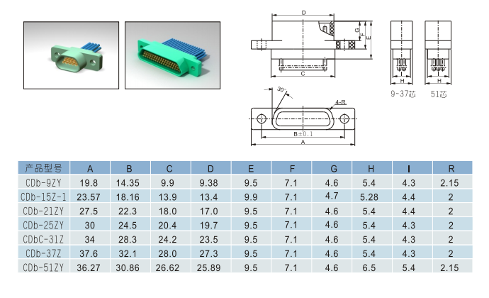 CDb Series 25 Pin Female Socket Connector Crimping Type CDbF-25Z Connector
