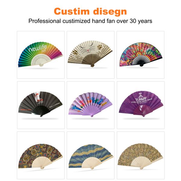 High Quality Personalized Custom Printing Wedding Bamboo Handheld Foldable Hand Fan