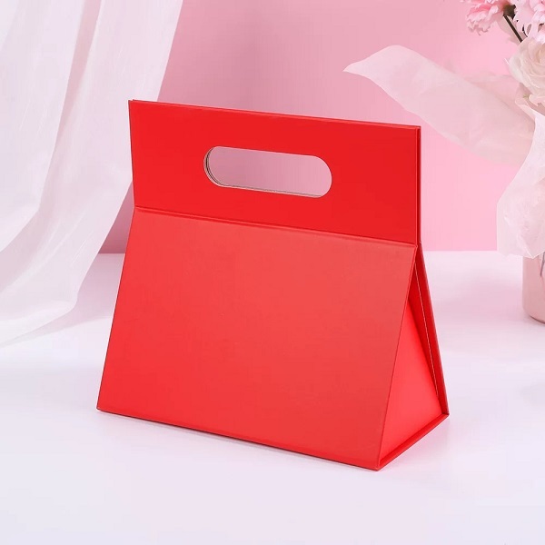 Triangular Foldable Rigid Gift Boxes With Magnetic Closure And Cutout Handles