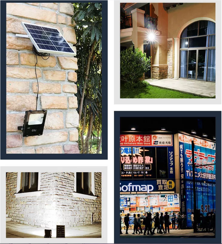 25w 60w 100w 200w High Output Led Floodlight IP65 Solar Panel Flood Light