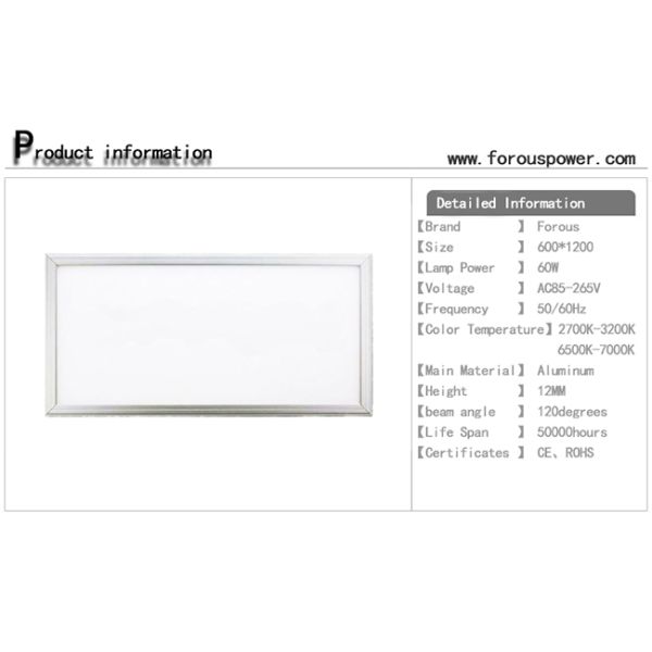 LED Panel Light 600*1200 60W LED ceiling light Panel Light