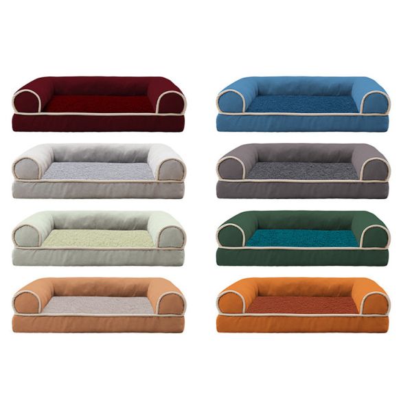 Eggshell Cotton Filling Elegant Grey Pet Sofa Bed With Non Slip Bottom