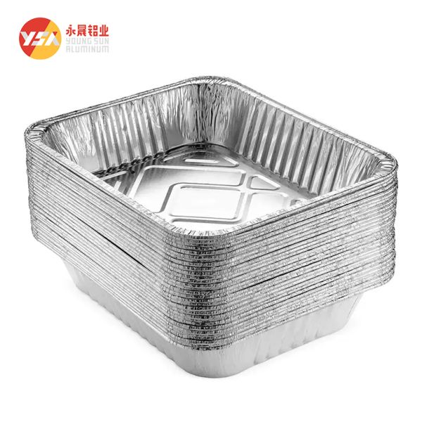 Aluminum foil container with food inside demonstrating capacity