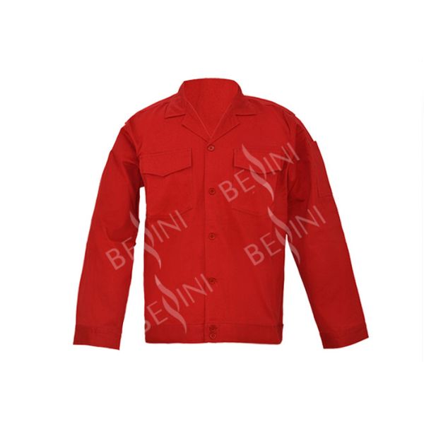 Classic Style Heavy Duty Work Suit Red Jacket With Button Closure Waterproof