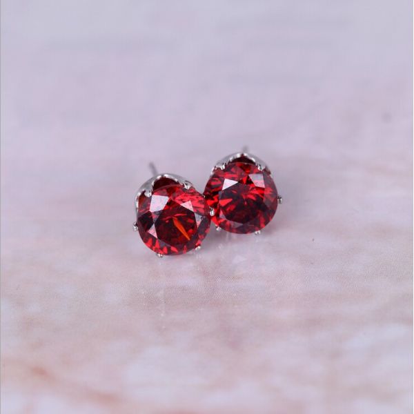 Colored round zircon imitation earrings