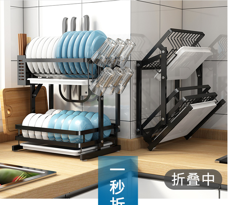 Rustproof 30KG Loading 3 Tier Stainless Steel Dish Drying Rack Foldable