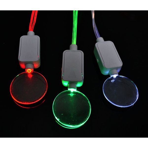 LED voice controlled light necklace 50cm TPU+ABS logo customized