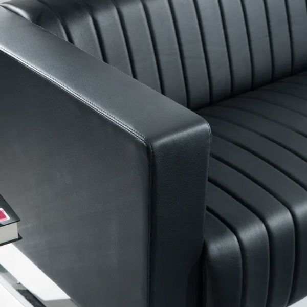 Comfortable Single Leather Sofa Black Sponge Material Metal Leg