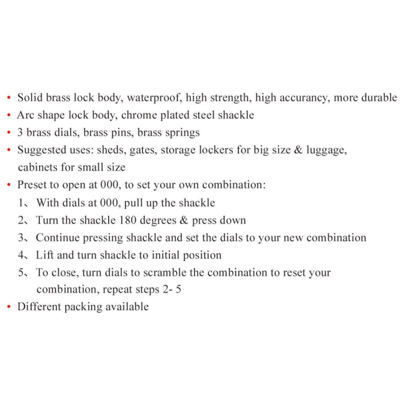 Dial Type High Security Padlock Brass Combination Padlock Arc 3 Padlock Unbeatable Protection