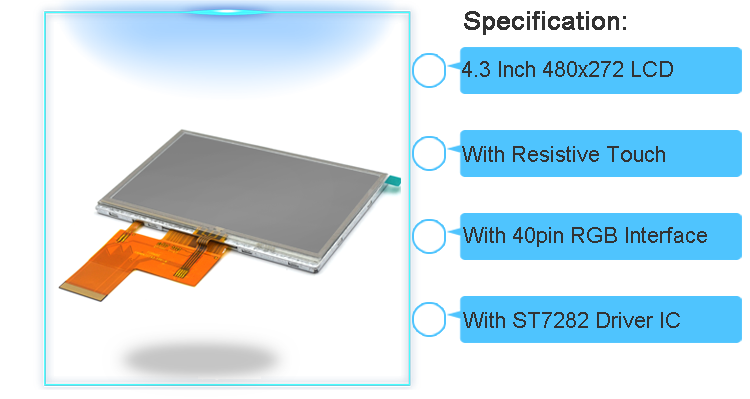 480x272 4.3 Inch TFT Touch Display Screen LCD Module 3.3V