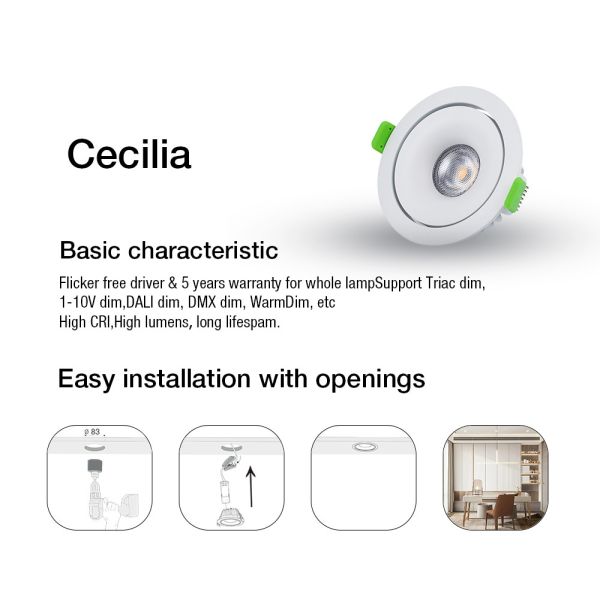 Waterproof Tiltable Warm Dim Downlight , Multipurpose Tiltable IP54 LED Downlight