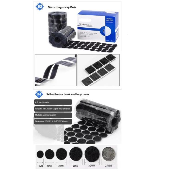 Light Weight Loop And Hook Adhesive Dots Strong stick hook and loop Dots 10mm