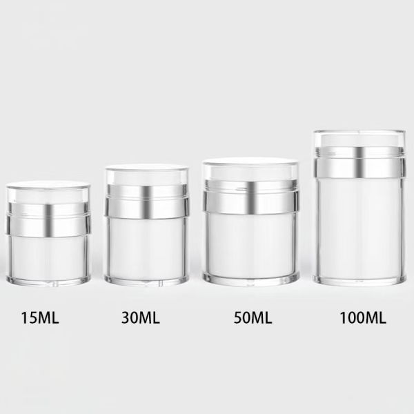 Empty Packaging Airless Jar with Silver Shoulder for 100% Product Evacuation in Face Cream and Eye Cream