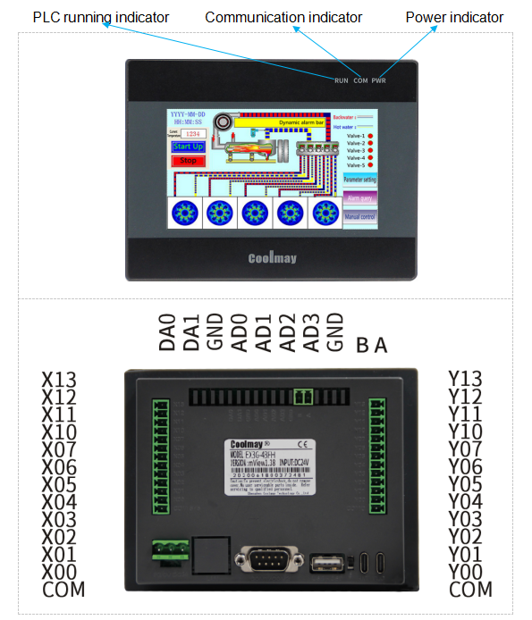 Integrated HMI PLC 12DI 12DO Works 2 Programming Software With 6 High-Speed Counts And 8 High-Speed Pulses