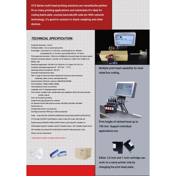 Multi Language 10 Inch Online Qr Code Batch Code Inkjet Print Machine with Easy Operation
