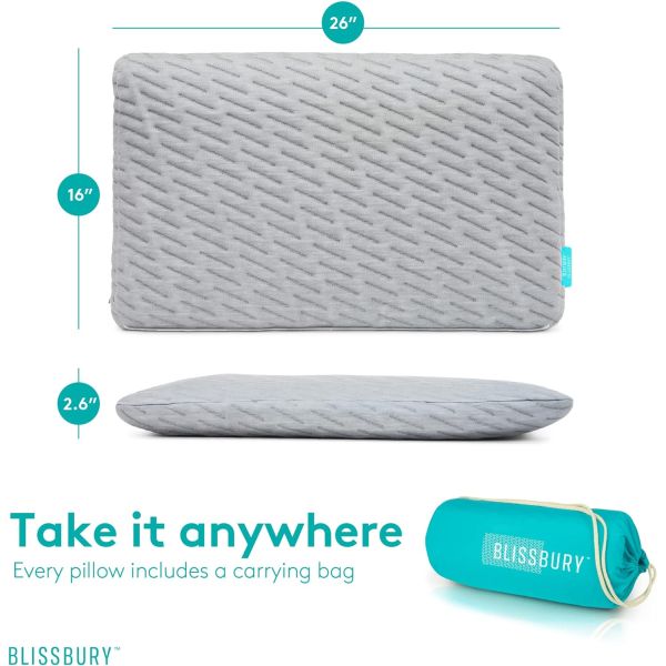 Comfortable NECK Support Memory Foam Flat Pillow for Stomach Sleeper Ultra Thin Design