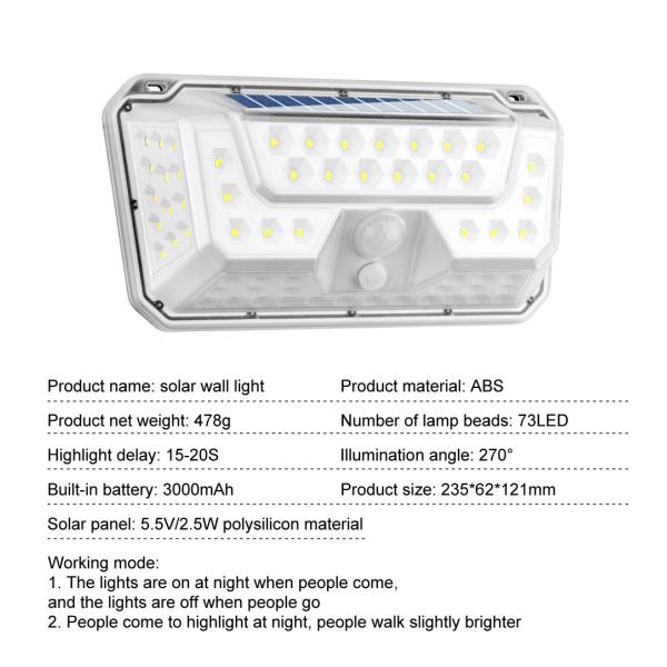 44COB 50LED Wireless Solar Motion Sensor Light / 1000lm Sensor Solar Led Wall Light