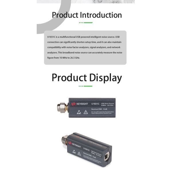 Keysight U1831C USB Smart Noise Source with 10 MHz to 26.5 GHz Range and 12 to 17 DB Excess Noise Ratio