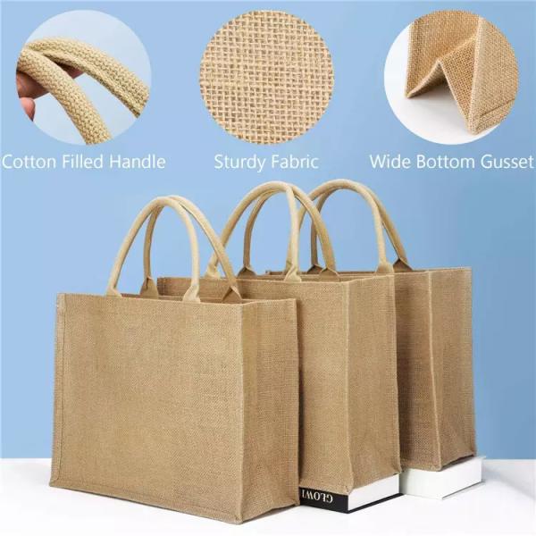 Foldable Burlap Reusable Shopping Bags Multipurpose Practical