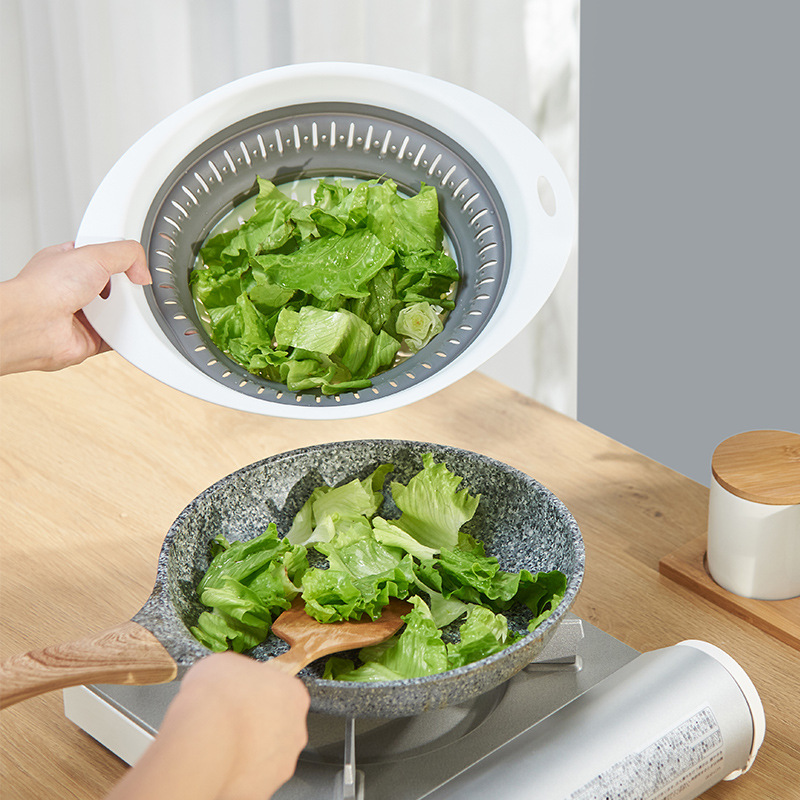 Popular Multi-color Environment Friendly Foldable Fruit Vegetable Cleaning Filter Drain Kitchen Storage Basket
