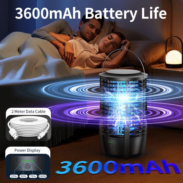 High-Capacity Rechargeable Mosquito Lamp Multi-Functional Electric Mosquito Racket for Home, Camping, and Outdoor Use