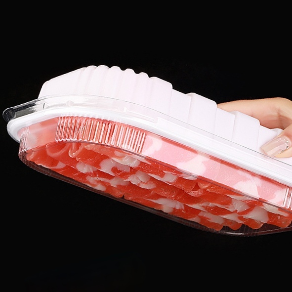 Customized Disposable Golden Beef And Mutton Roll Packaging Box Plastic PP Salmon Sushi Packaging Takeout Box