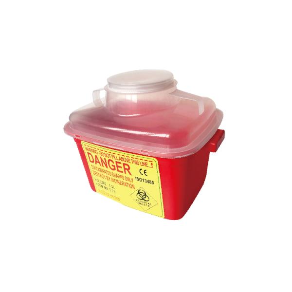 High Quality PP Medical square Red sharps containers