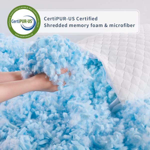 Queen Size 2 Pack Shredded Memory Foam Pillows for Adjustable Support and Relaxation