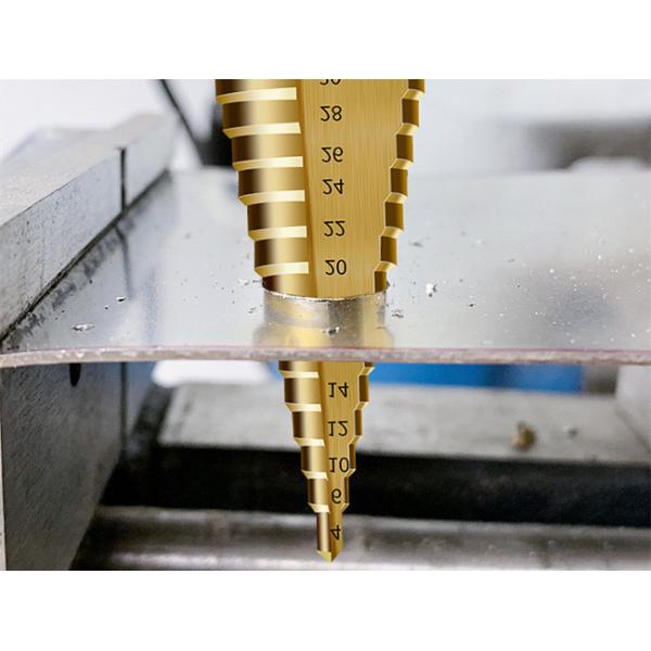 White Steel Step Reamer Straight Shank Titanium Drill Bit Set