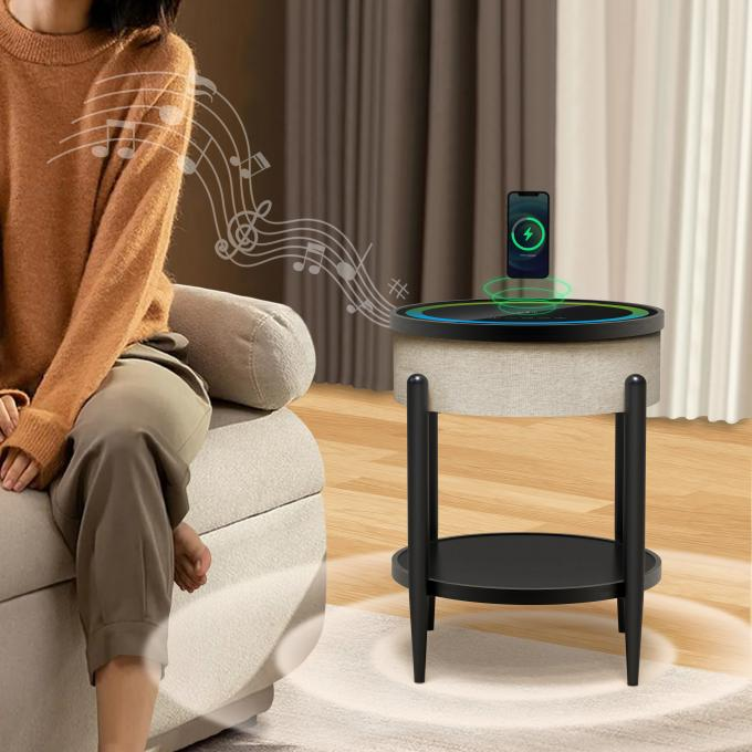 Modern Smart Bedside Table Wireless Charging Speaker - Side View